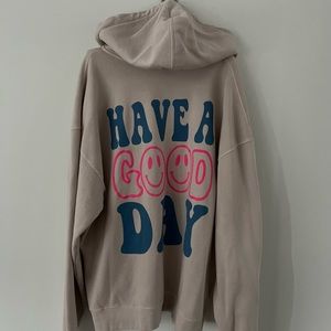 NWOT Vintage Have a Good Day Oversized Zip Up Sweatshirt